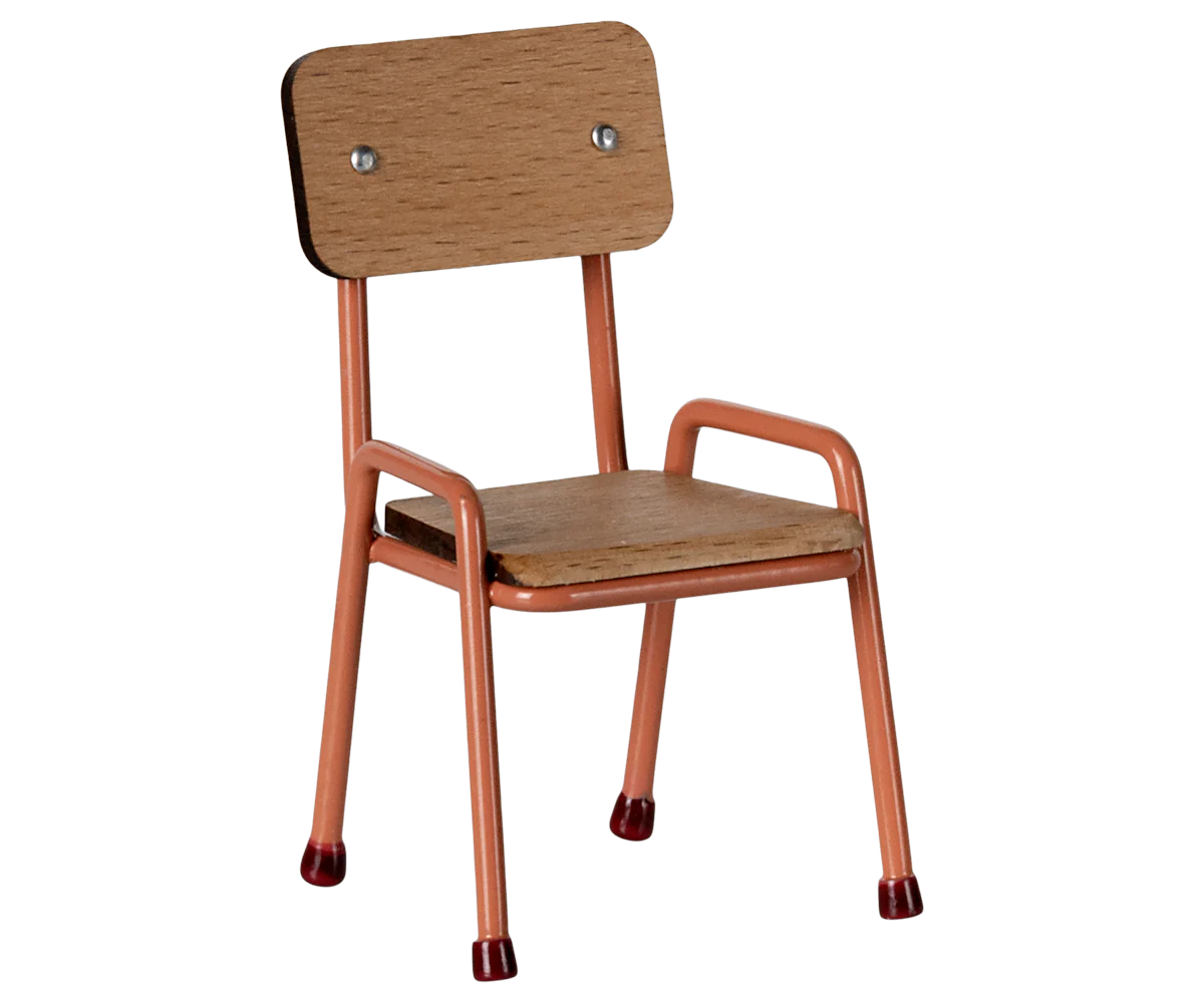 Maileg Mouse Size School Chair - Coral