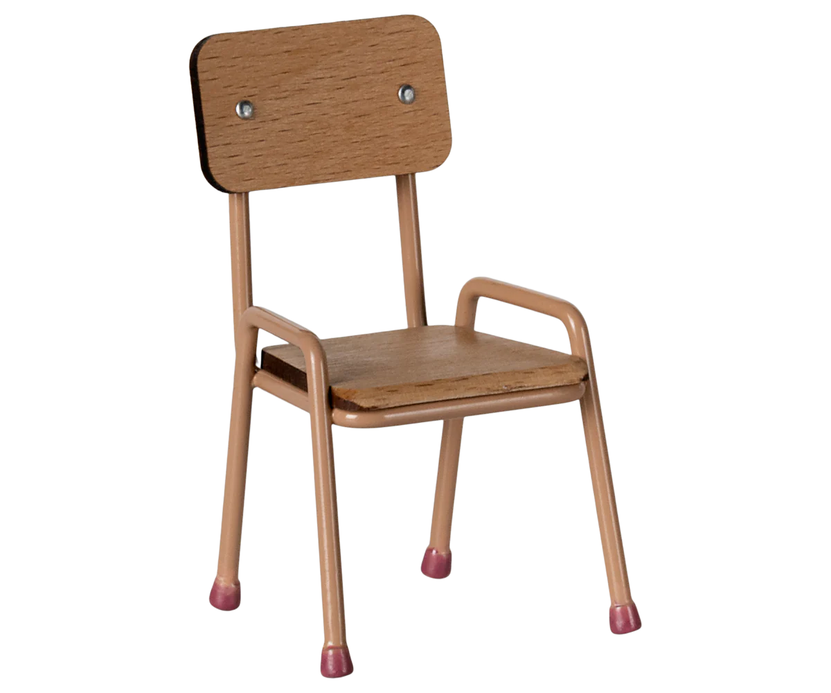 Maileg Mouse Size School Chair - Dark Powder