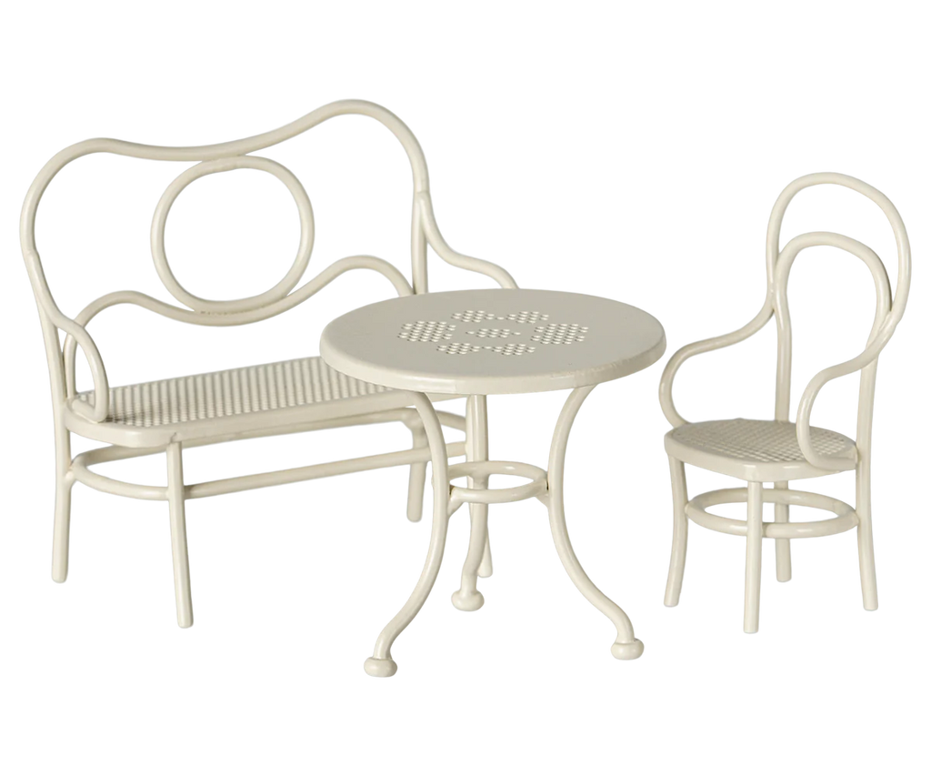 Maileg Mouse Cafe Table & Chairs - Off-White