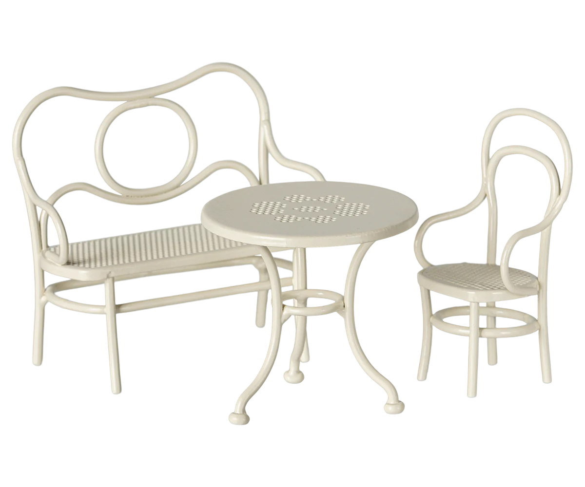 Maileg Mouse Cafe Table & Chairs - Off-White