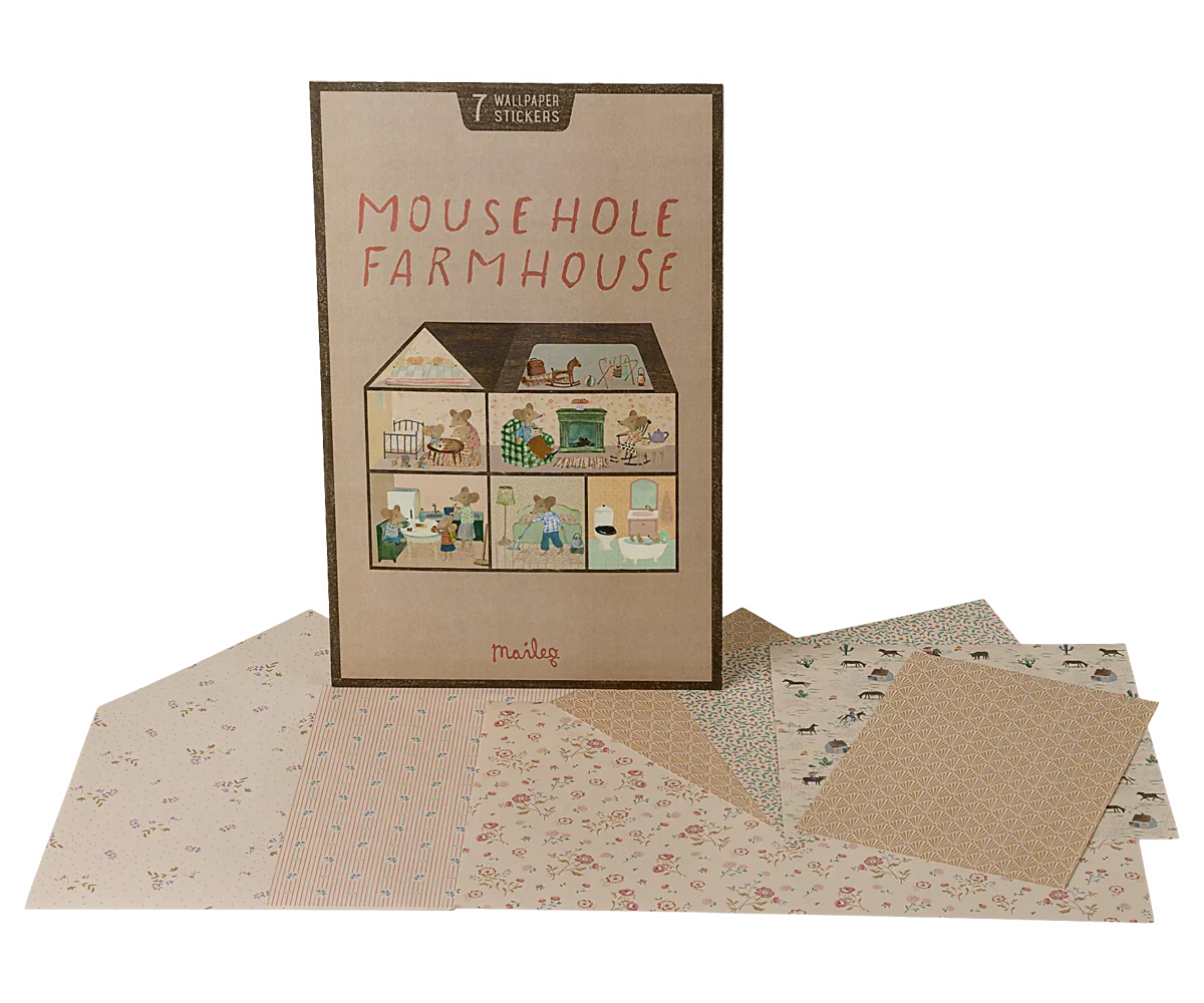 Maileg Wallpaper, Mouse Hole Farmhouse