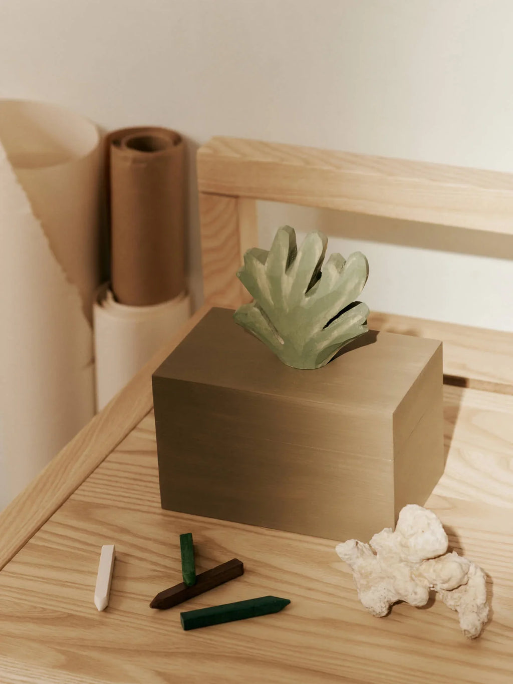 Ferm Living Hand Carved Wooden Harbour Box - Coral
