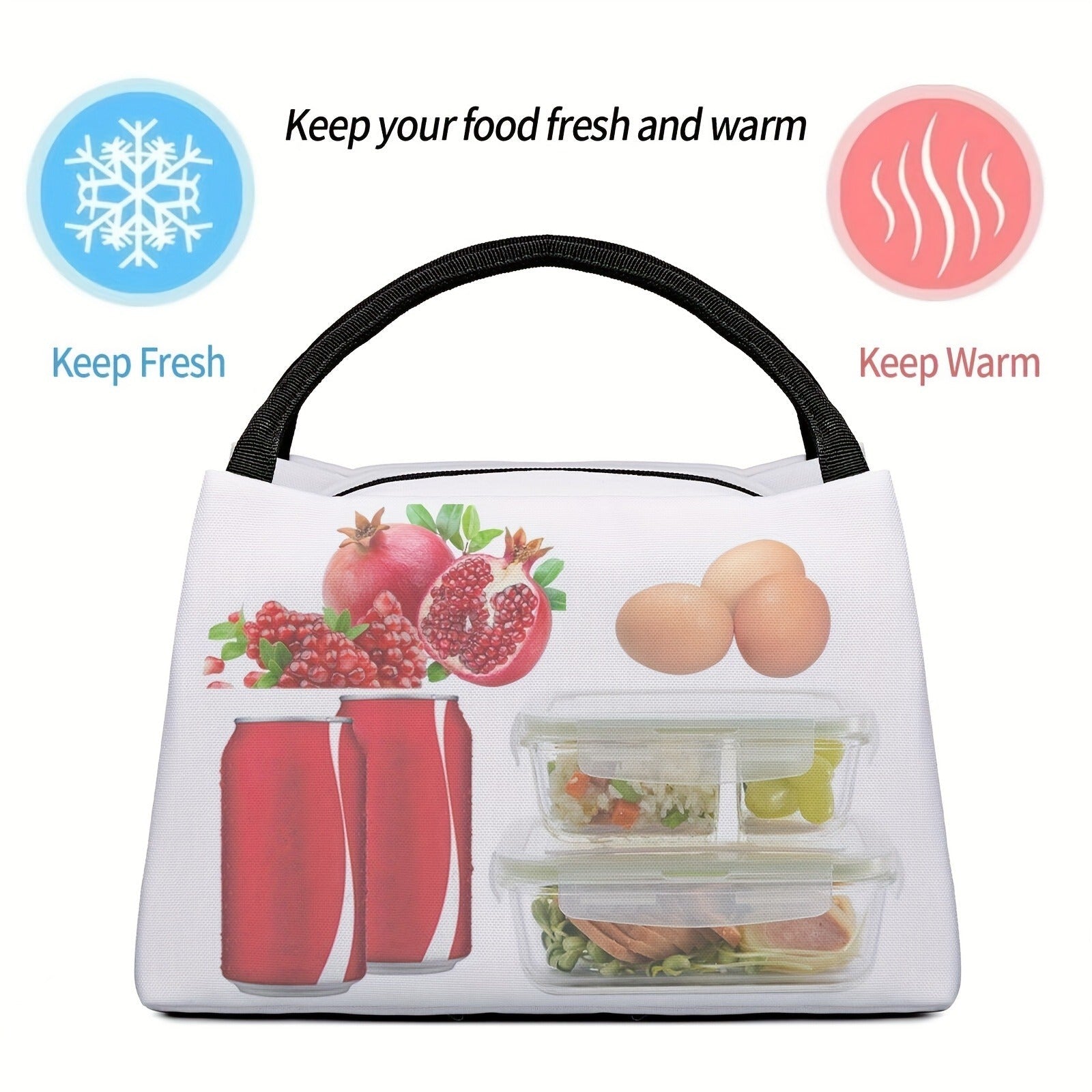 Retro Insulated Lunch Cooler Bag 11"x6.3"x6.7" Portable Reusable Independence Day Themed Leakproof Lunch Box for Camping Picnic Beach Office Worksite Restaurant Home Use Men Women