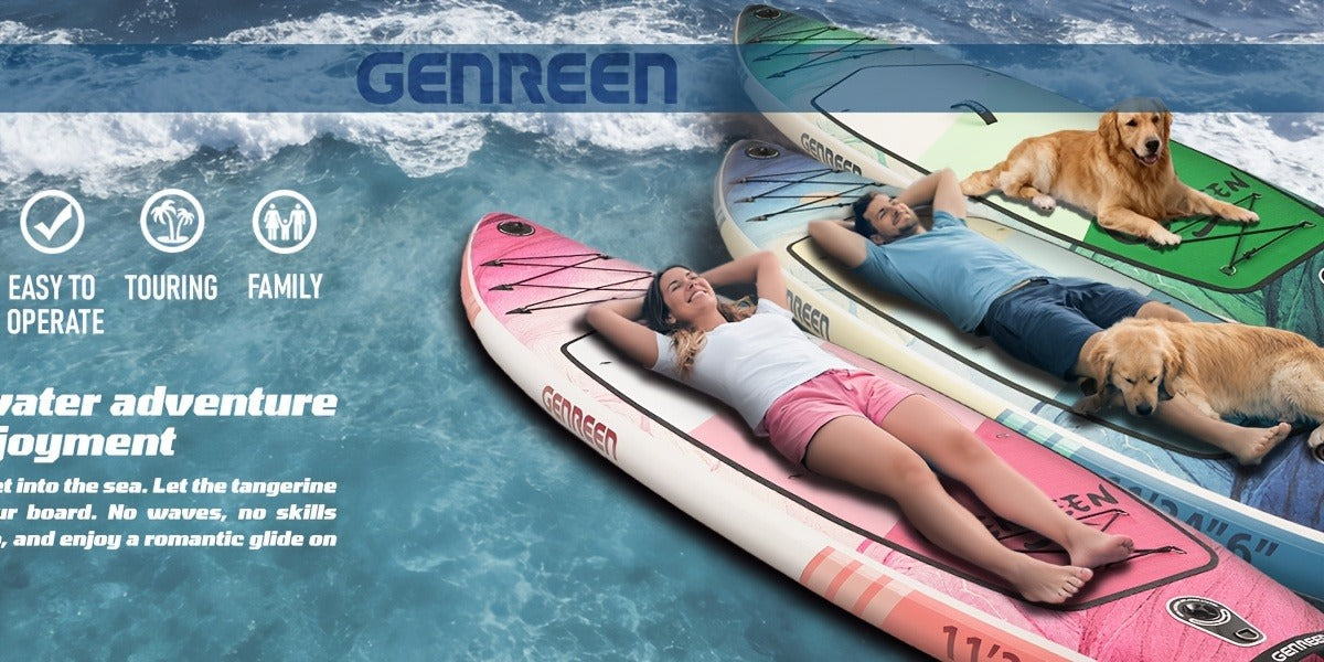 11ft SUP Board Inflatable Stand Up Paddle Board – Non-Slip Deck, Wide Stance, Heavy-Duty for Adults Beginners Experts, Yoga Fishing Lake Ocean River, Travel Backpack Included