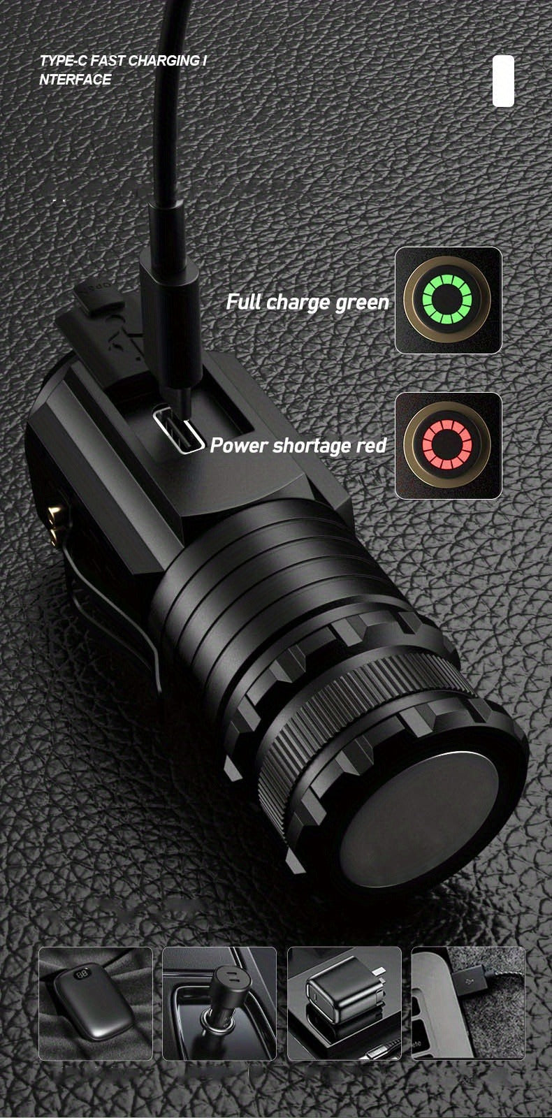 2000 Lumens Mini EDC Flashlight – Rechargeable 18650 Lithium Type-C, 4 Dimming Modes & Turbo, 300M Beam, Compact Pocket Torch for Camping, Hiking & Emergencies (Short/Long, Black/Classic)