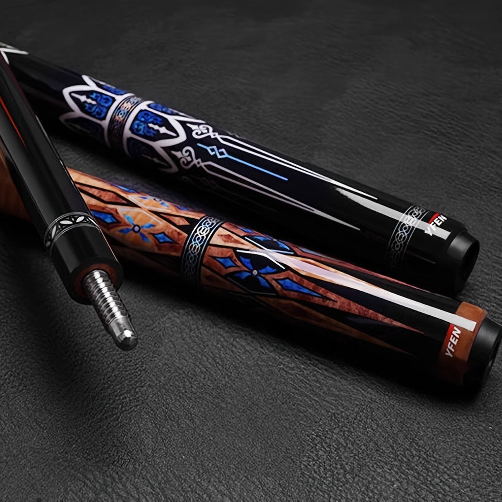 Carbon Fiber Pool Cue Stick 12.5mm Low Deflection Professional Billiard Cue with Extension Canadian Maple Wavy Pin Wrapless Design Dent-Resistant Shaft