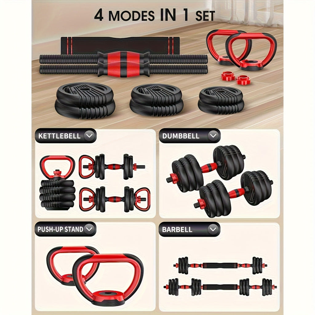 Adjustable Dumbbell Set 6-in-1 for Home Gym – Free Weight Strength Training, Converts to Barbell, Kettlebell & Push-Up Bar for Men Women