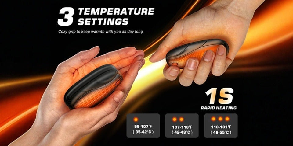 Rechargeable Hand Warmers 2 Pack with Charging Case - Electric Portable Pocket Heater, Quick Charge, Reusable Heat Packs for Winter Outdoor Camping Hunting, Christmas Gift for Men & Women, Black Orange Pink