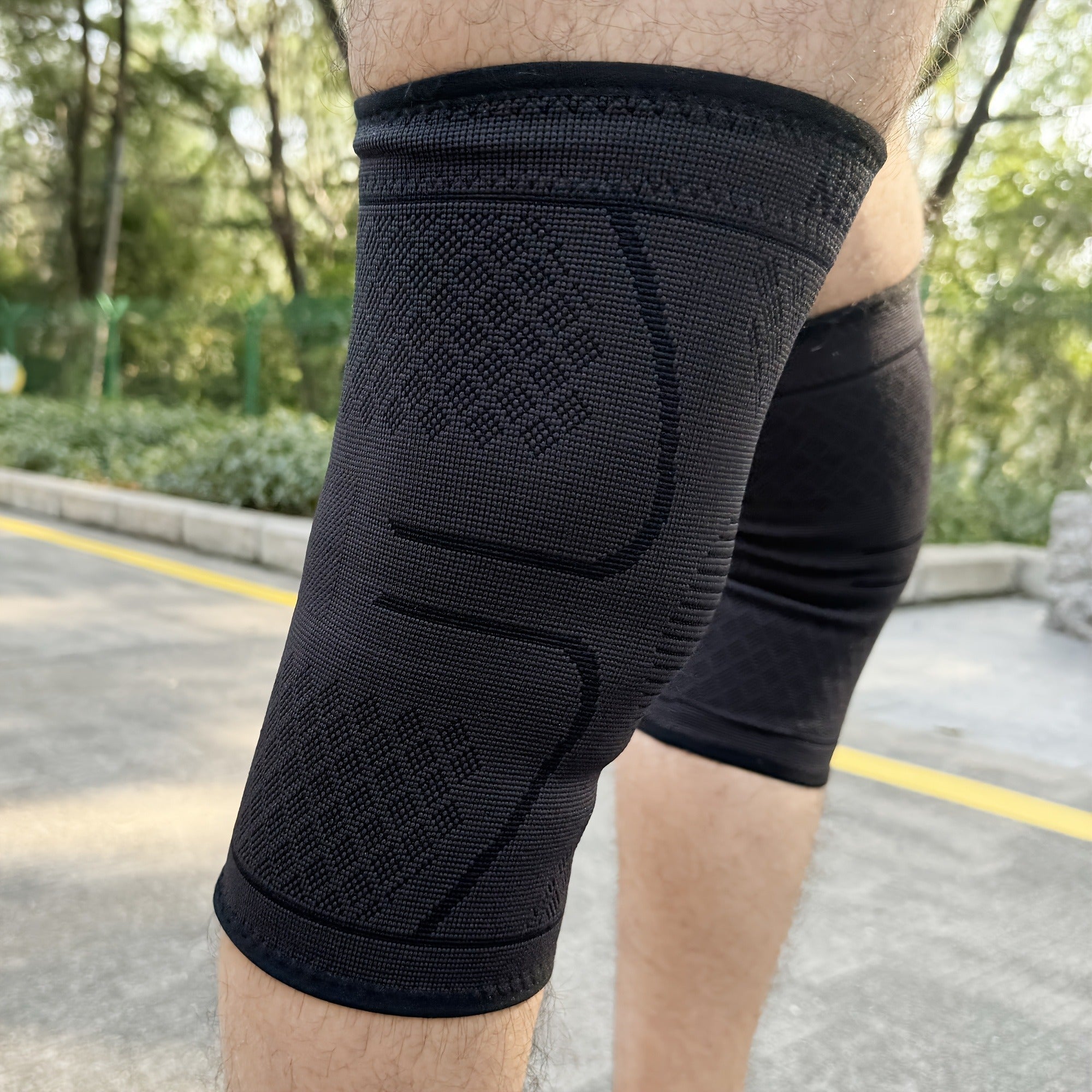 Compression Knee Sleeve 2 Pack for Men Women Breathable Non-Slip Silicone Strip Knee Support High Elasticity Running Exercise High Intensity Sports Copper Beige Pink Orange M XL XXL XXXL