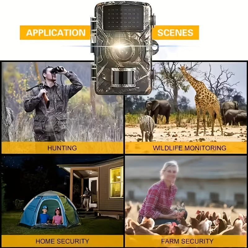 Trail Camera 1080P FHD – 0.8s Trigger, Camouflage Hunting Camera with Night Vision, 32GB SD Card Compatible | KLZO Wildlife Cam