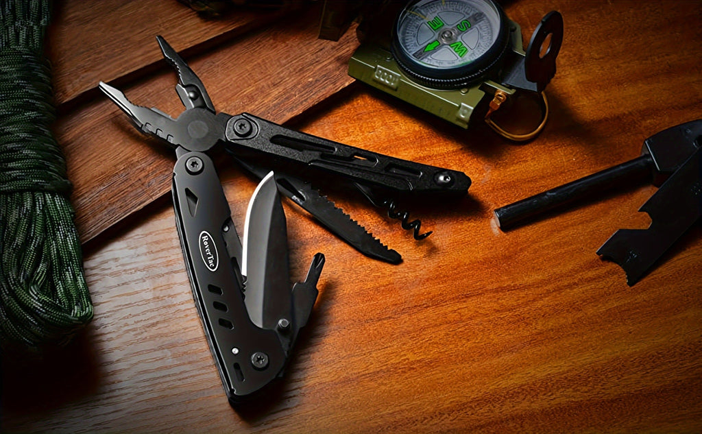 18-in-1 Stainless Steel Multitool Pocket Knife – Pliers, Scissors, Saw, Corkscrew & 9 Screwdrivers with Safety Lock & Nylon Sheath – EDC Multi-Tool for Camping, Hiking & Survival