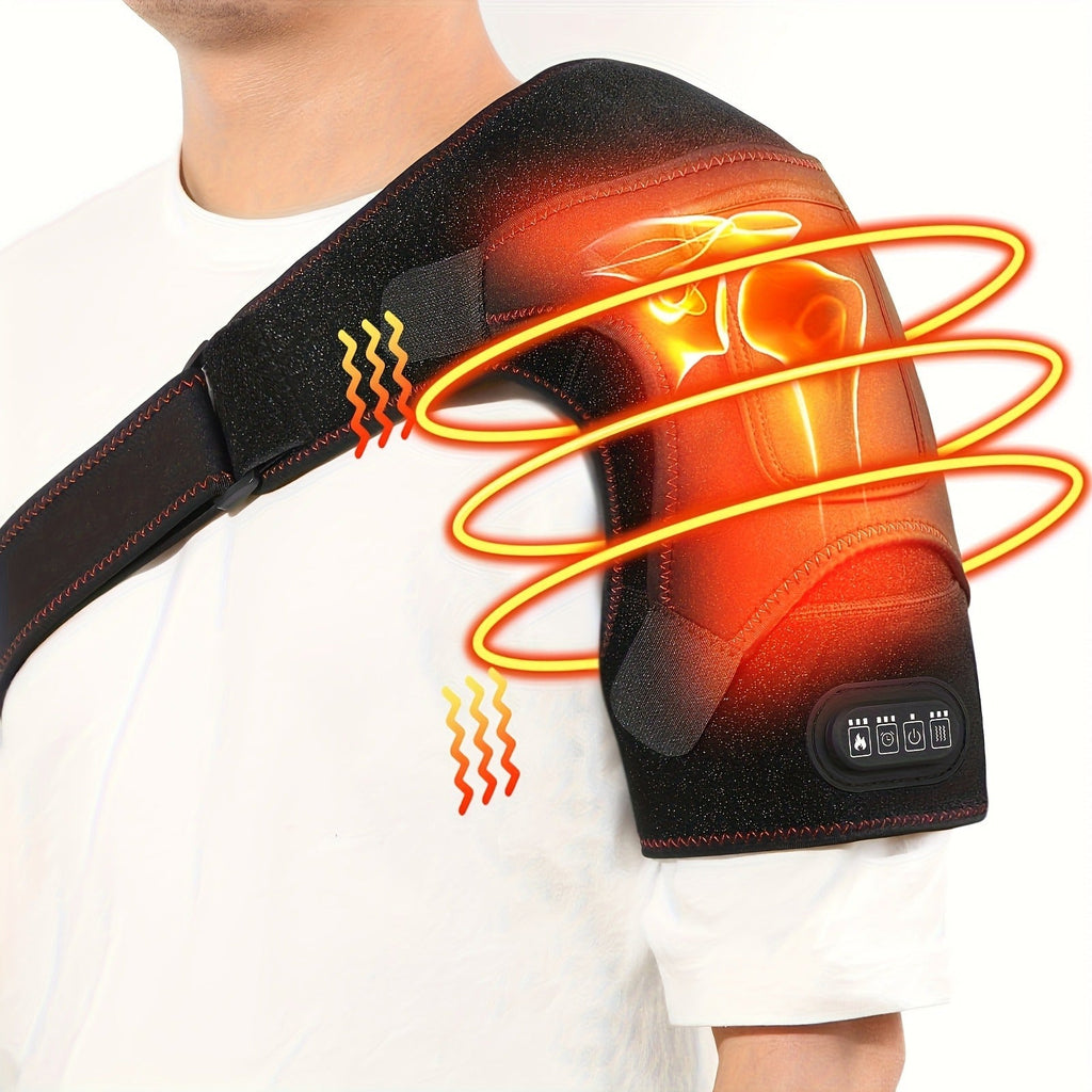 Heated Shoulder Massager with 3 Vibration Modes – USB Rechargeable, Wireless, Heat Therapy Neck Shoulder Wrap, Gift for Men Women Seniors