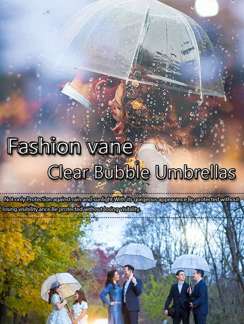 Clear Dome Bubble Umbrella 2 Pack Windproof Rainproof Auto Open 47 Inch Wide Canopy 8-Rib PVC Transparent Umbrella for Weddings Proms Graduations Outdoor Events