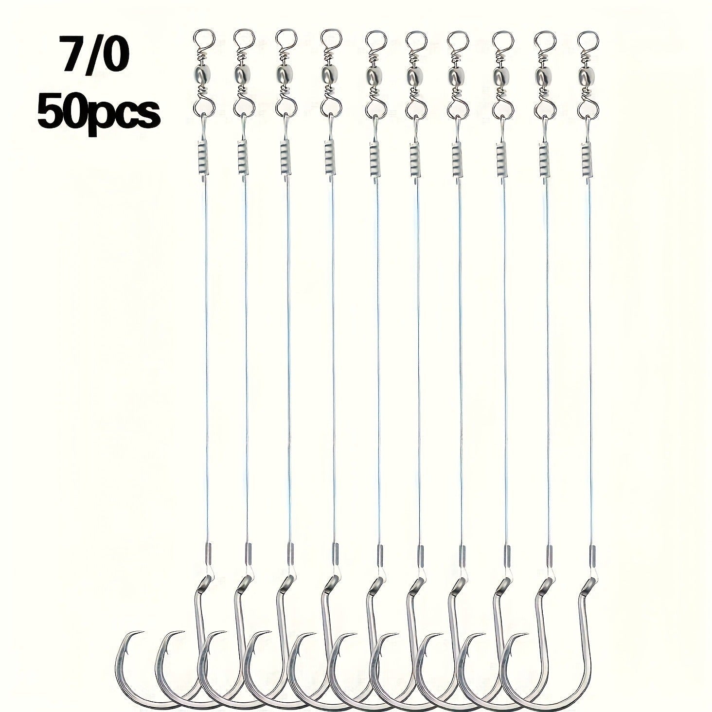 Circle Hooks 50pcs – Octopus Offset Steel Fishing Hooks for Catfish, Bass, Saltwater & Freshwater, Size 1/0 to 7/0