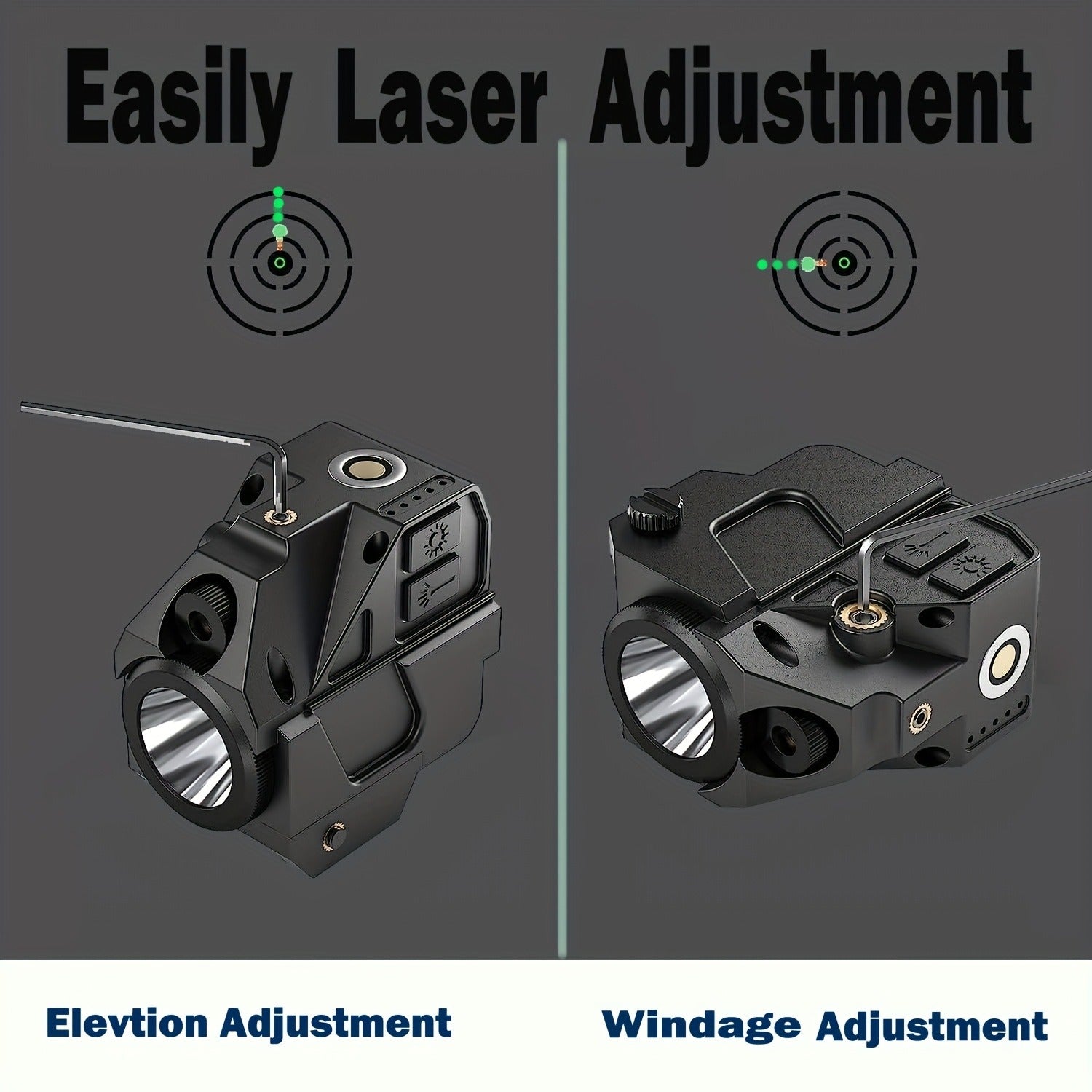 Tactical Green Laser Sight with LED Flashlight Combo - USB Rechargeable, Picatinny Rail Mount, Ambidextrous for Pistols, Rifles & Airguns