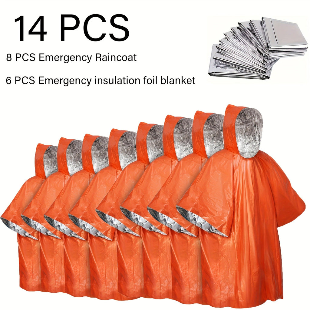 Emergency Rain Poncho 4 Pack & 14 Pack – Retains 90% Body Heat, Reusable Waterproof Raincoat for Men Women Adults, Camping Hiking Survival Kit Gear
