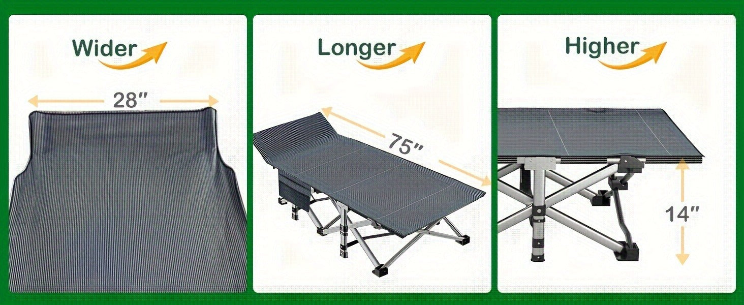 Heavy Duty Folding Camping Cot 75 Inch Portable Sleeping Bed with Carry Bag Guest Bed for Adults Outdoor Camping Hiking Home Use Gray Wine Red with Blue Mattress or Two Side Mattress
