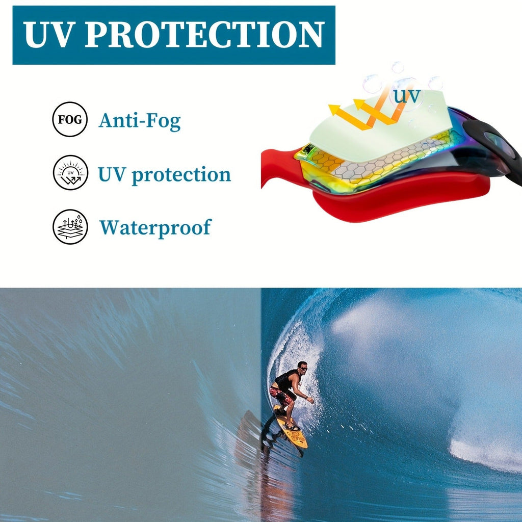 Anti-Fog Swim Goggles 2 Pack for Adults & Youth – Professional Mirrored Pool Goggles with UV Protection, No-Leak Wide View Lens, Adjustable Strap for Men Women Kids Swimmers