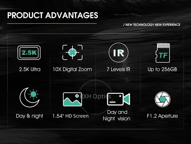 Night Vision Monocular with 850nm IR Illuminator, 5X Digital Zoom 2.5K FHD Camera 1.54" Display, Infrared Night Vision Scope for Hunting Camping Wildlife Surveillance, 2000mAh Battery 6Hr Runtime
