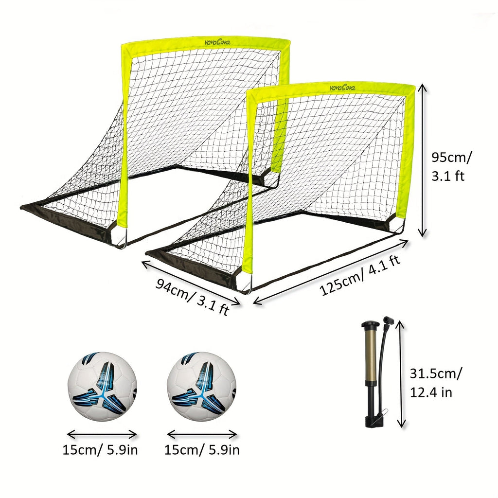 Portable Soccer Goals Set of 2 with Nets 4'x3' Backyard Indoor Outdoor Soccer Goal Kit with 2 Soccer Balls Pump and Carrying Bag for Kids Adults Training Practice