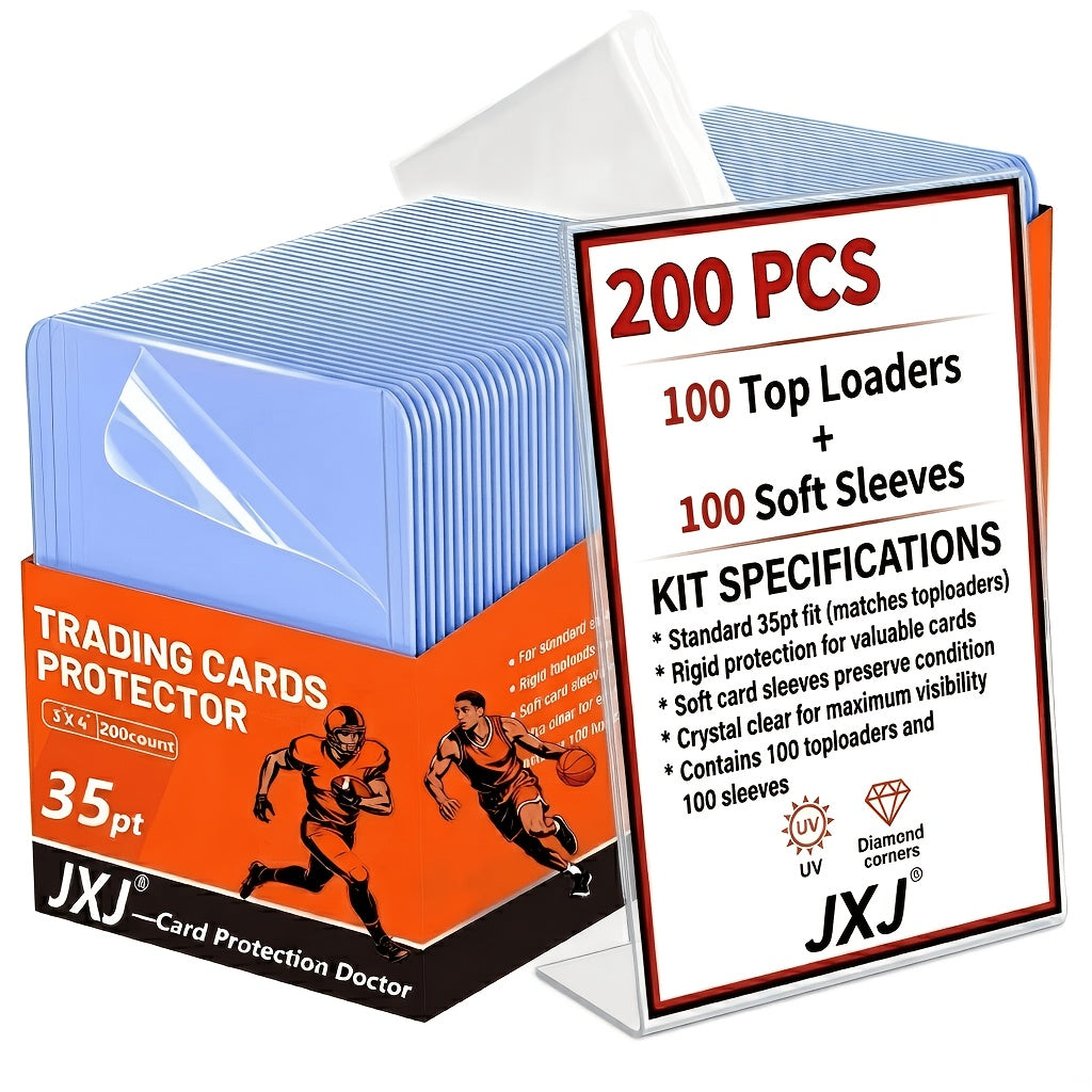 Top Loaders and Card Sleeves Combo Set 3x4 Inch Hard Plastic Baseball Card Protectors for Sports Football Game Cards Choose 100 200 400 or 800 Top Loaders Plus Matching Card Sleeves Bulk Value Pack