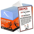 Top Loaders and Card Sleeves Combo Set 3x4 Inch Hard Plastic Baseball Card Protectors for Sports Football Game Cards Choose 100 200 400 or 800 Top Loaders Plus Matching Card Sleeves Bulk Value Pack