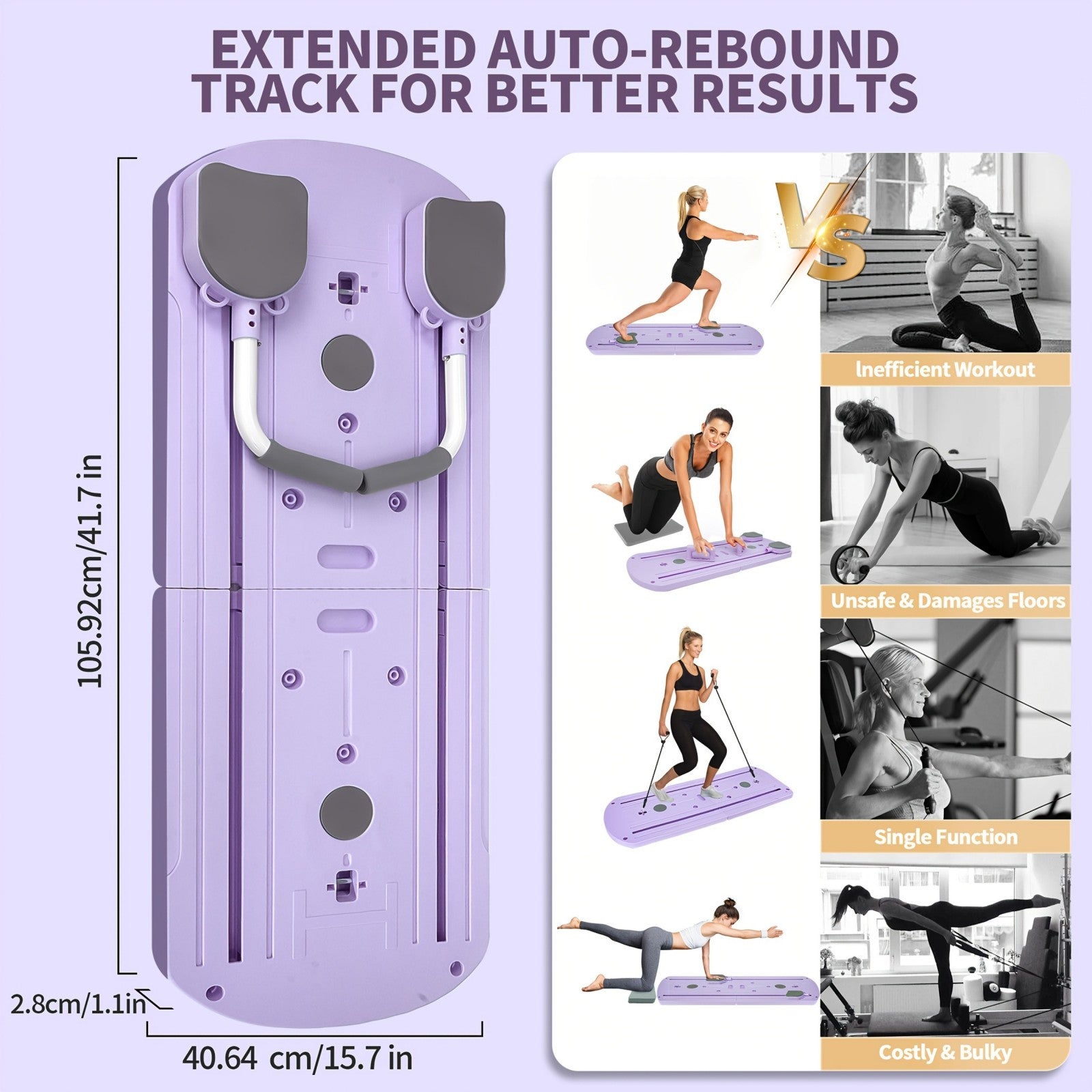 Foldable Pilates Board 8-in-1 with Resistance Bands – Anti-Slip Yoga Push-Up Board for Core Strength, Balance, Fat Burning & Full Body Home Gym Training