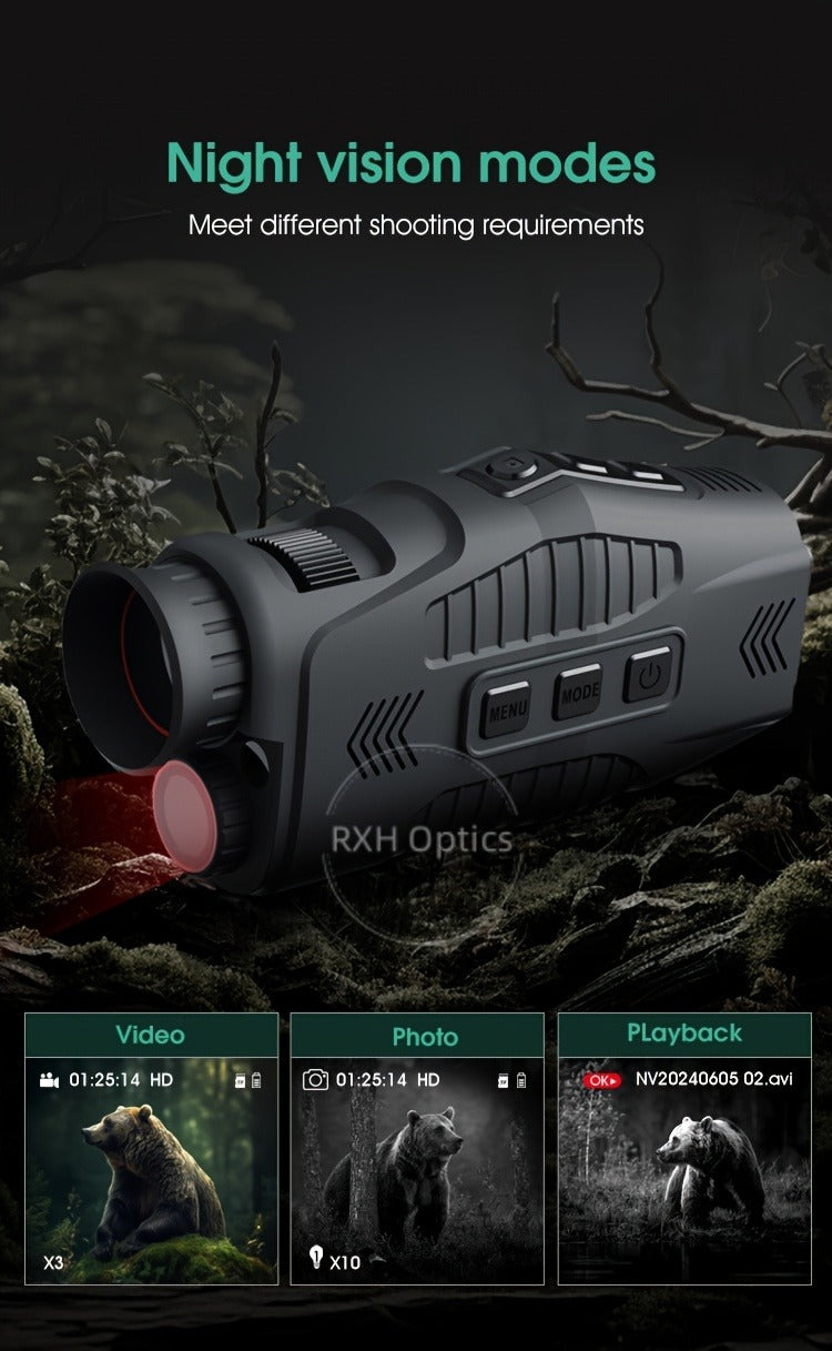 Night Vision Monocular with 850nm IR Illuminator, 5X Digital Zoom 2.5K FHD Camera 1.54" Display, Infrared Night Vision Scope for Hunting Camping Wildlife Surveillance, 2000mAh Battery 6Hr Runtime