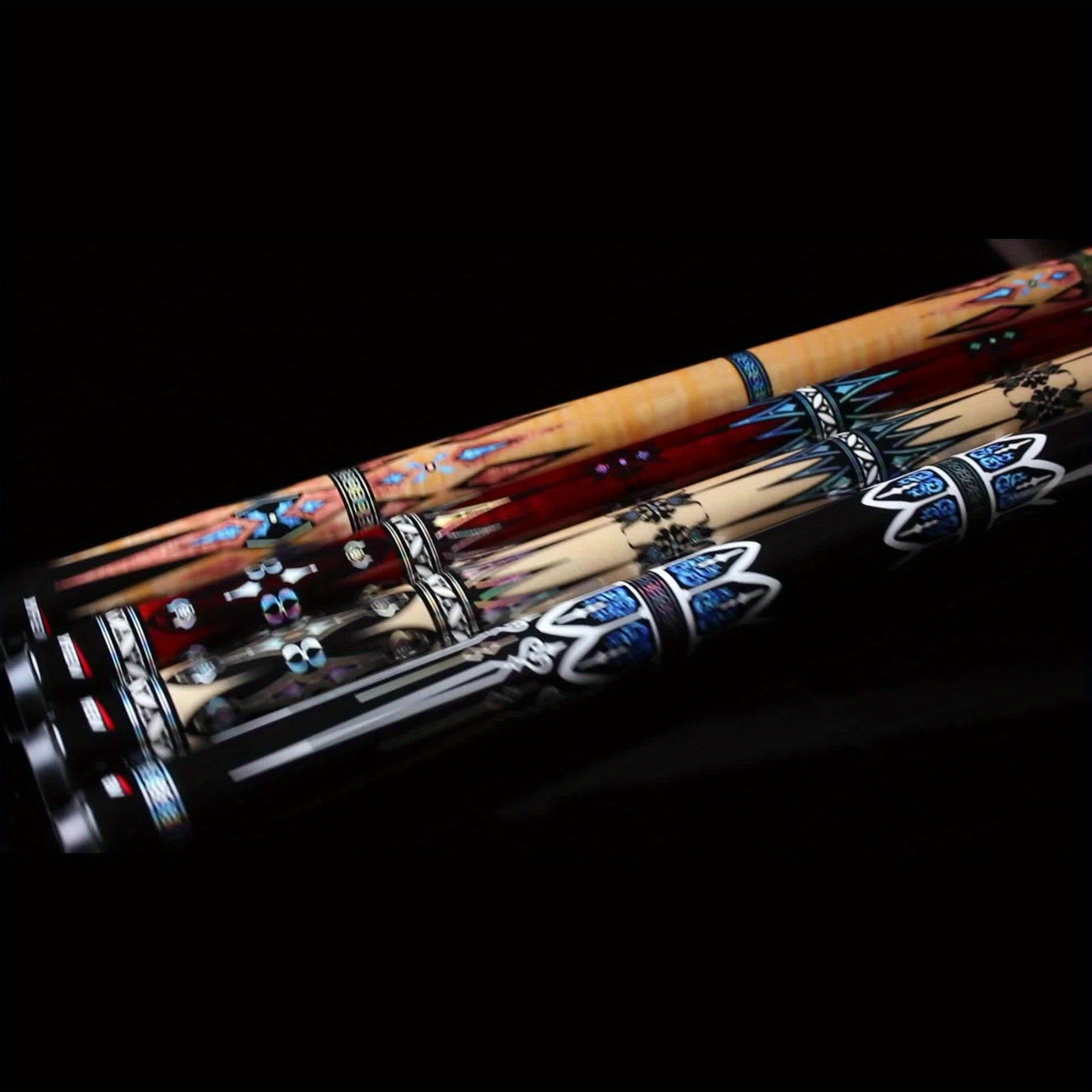 Carbon Fiber Pool Cue Stick 12.5mm Low Deflection Professional Billiard Cue with Extension Canadian Maple Wavy Pin Wrapless Design Dent-Resistant Shaft