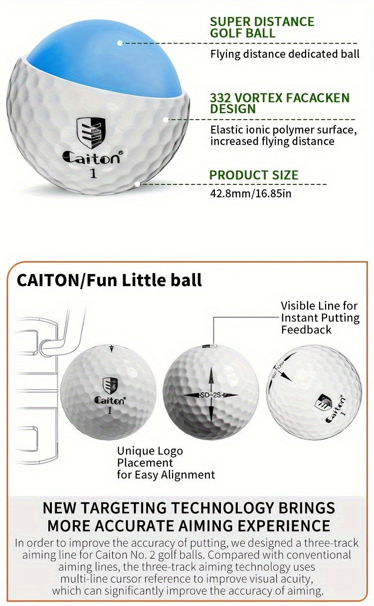 Golf Balls 6pcs Long Distance High Speed with 360-Degree Aiming Line Add 40+ Yards Distance Durable Performance Golf Ball Set for Men Women Beginners Advanced Players Practice Training