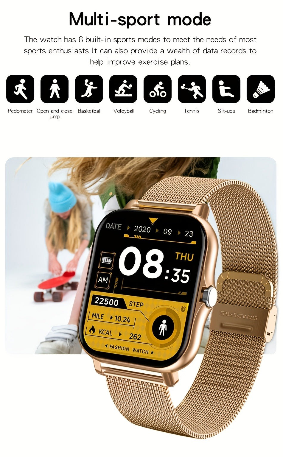 Bluetooth Calling Smartwatch with 1.83" Full Touch Screen, Multiple Sport Modes, Music Control & Sedentary Reminder – Fitness Tracker Watch Compatible with Android & iPhone for Men and Women, Dual Strap