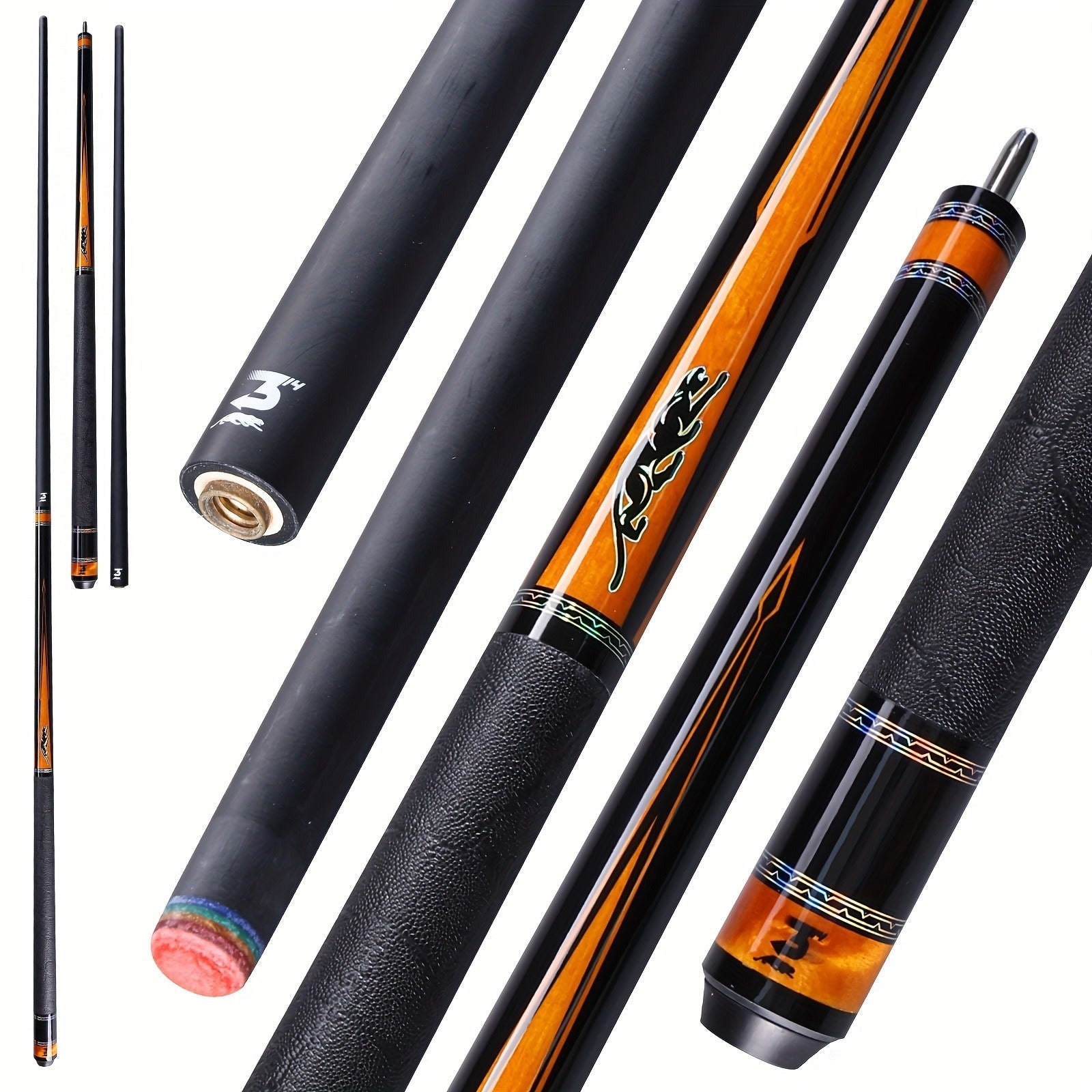 Carbon Fiber Pool Cue Stick 58 Inch - Low Deflection Billiard Cue with 12.5mm Tip, 3/8x8 Pin Joint, Leather Grip & Vacuum Quick Connector, Professional Billiards Stick for Accurate Ball Control