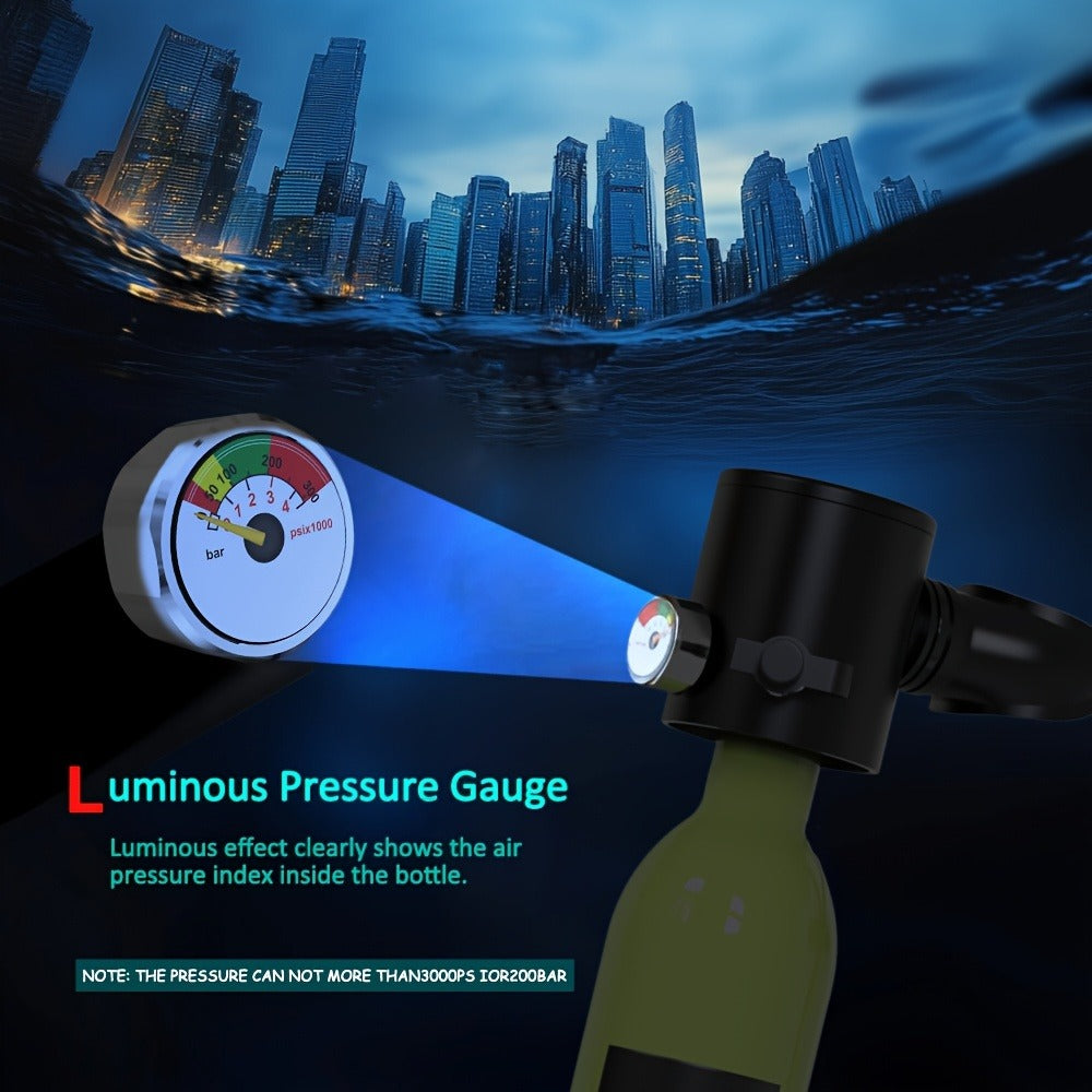 Mini Scuba Tank Set 0.5L – Reusable Diving Cylinder with Hand Pump, 3000PSI 200Bar, 35 Breaths Backup Air for Shallow Water Diving Reef Exploration Rescue