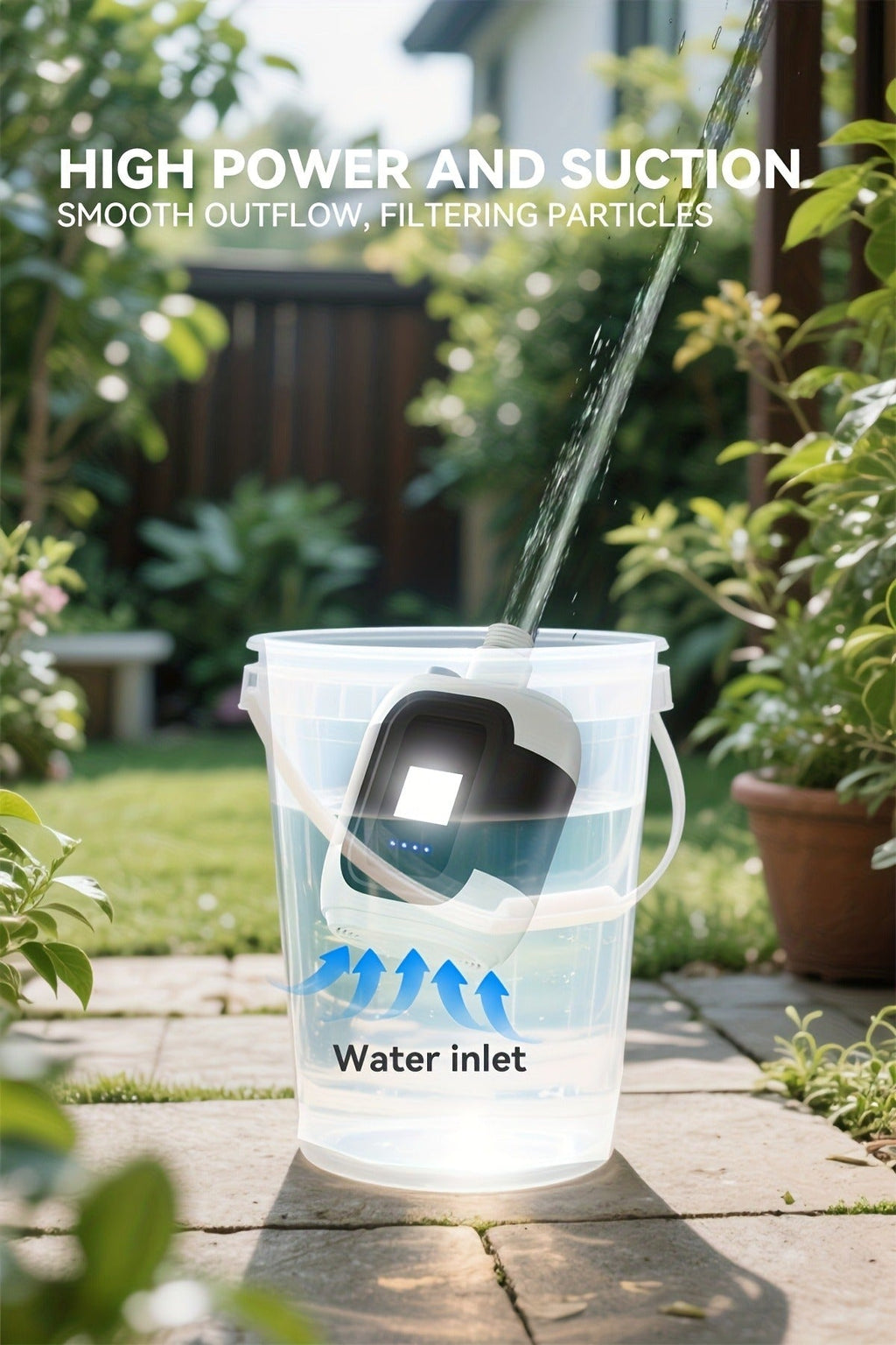 Portable Outdoor Shower with Light 2-in-1 – 2000mAh Rechargeable, Power Display, Spray Nozzle, Hose & Suction Cup – Camping, Hiking, Pet Bathing & Car Cleaning Shower Pump