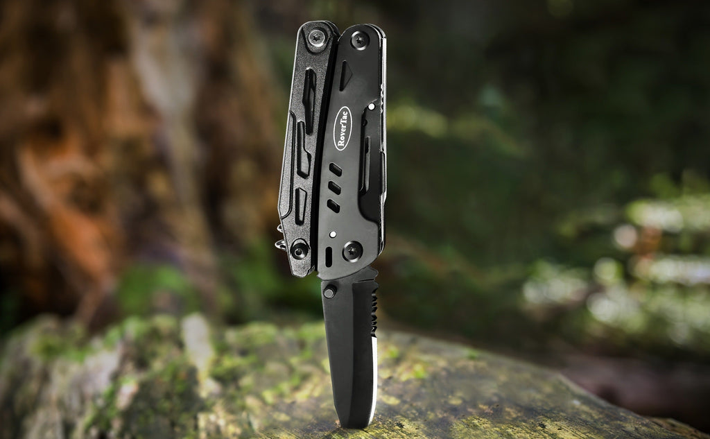 18-in-1 Stainless Steel Multitool Pocket Knife – Pliers, Scissors, Saw, Corkscrew & 9 Screwdrivers with Safety Lock & Nylon Sheath – EDC Multi-Tool for Camping, Hiking & Survival