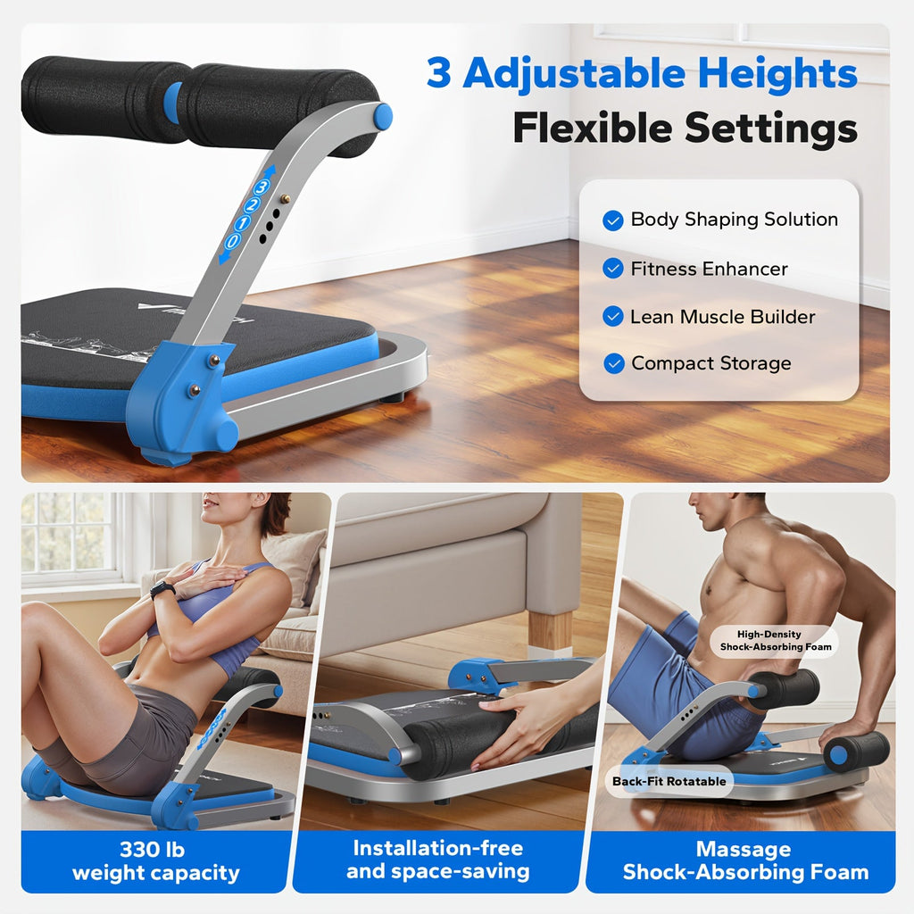 Ab Trainer Abdominal Machine – Multifunctional Core Strength Trainer for Home Gym, Waist Slimming & Belly Fat Workout, Adjustable Ab Roller Exercise Equipment for Men & Women, Red & Blue Available
