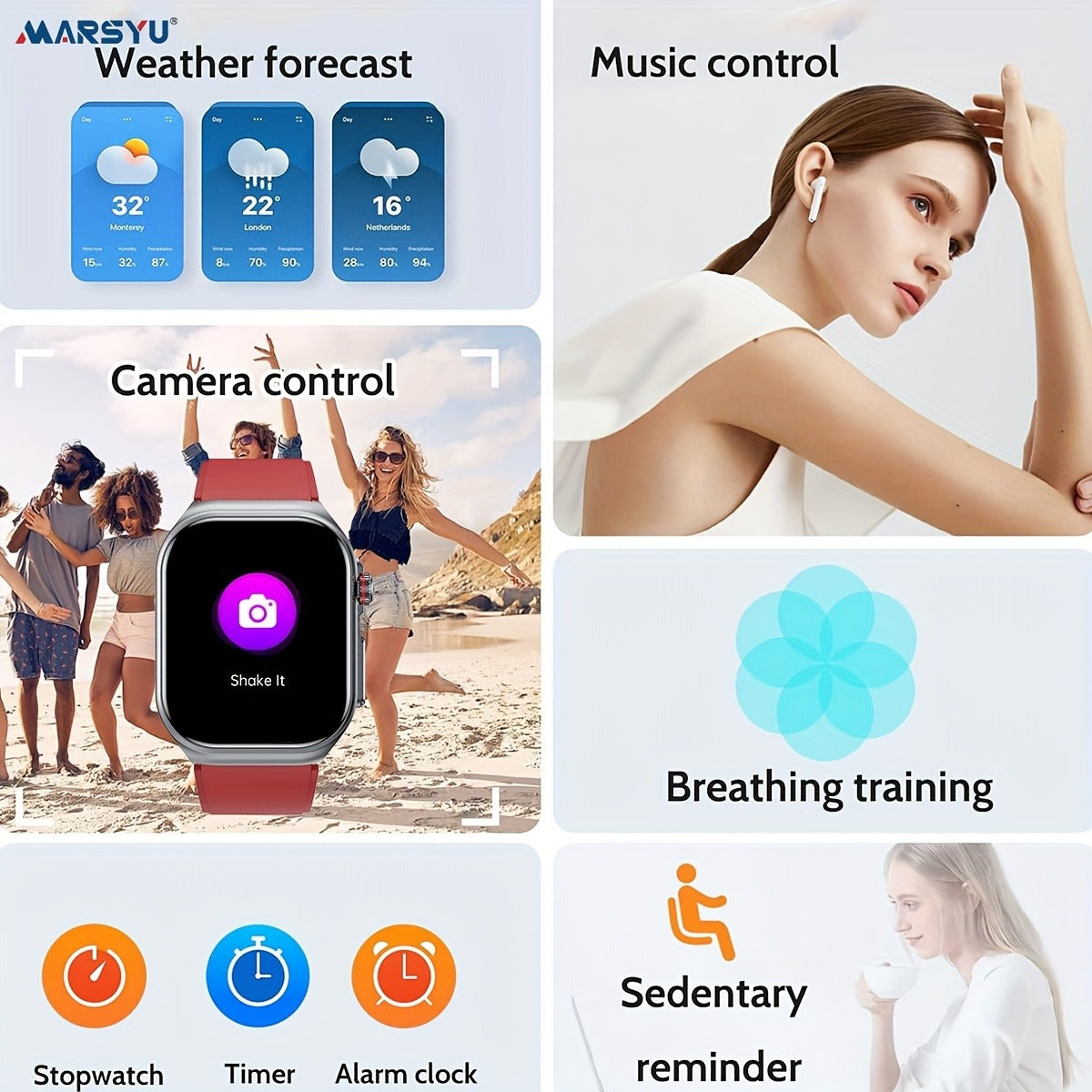 AMOLED Smartwatch 2.04" Display, Bluetooth 5.3 Calling, NFC, 530mAh Battery, Multi-Sport Modes, Voice Assistant, SOS, Menstrual & Weather Forecast, Magnetic Charging, Compatible with iOS & Android, Unisex Gift for Men & Women