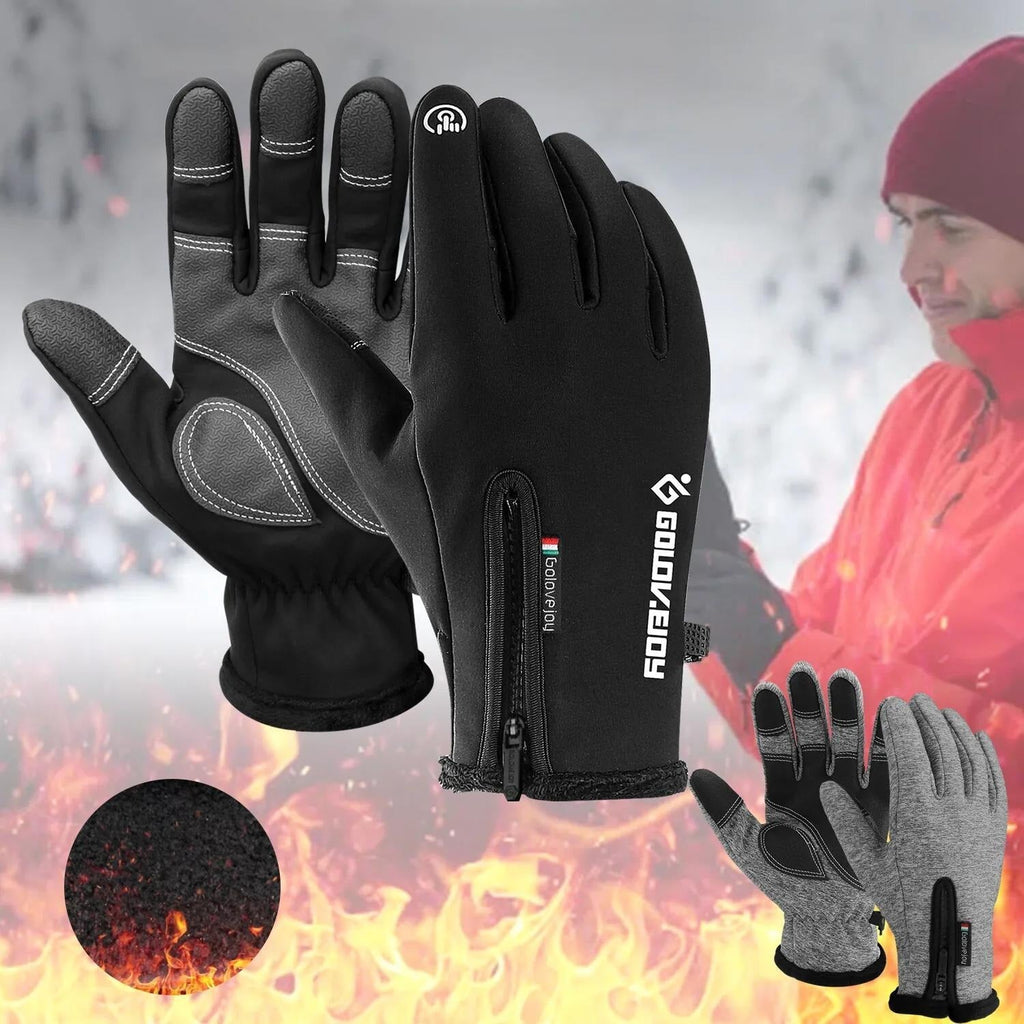Windproof Knit Gloves for Outdoor Riding & Skiing – 2 Pairs Full-Finger Slip-Resistant Winter Gloves | 100% Polyamide Warm Gloves for Men & Women | S M L XL XXL | Black Gray
