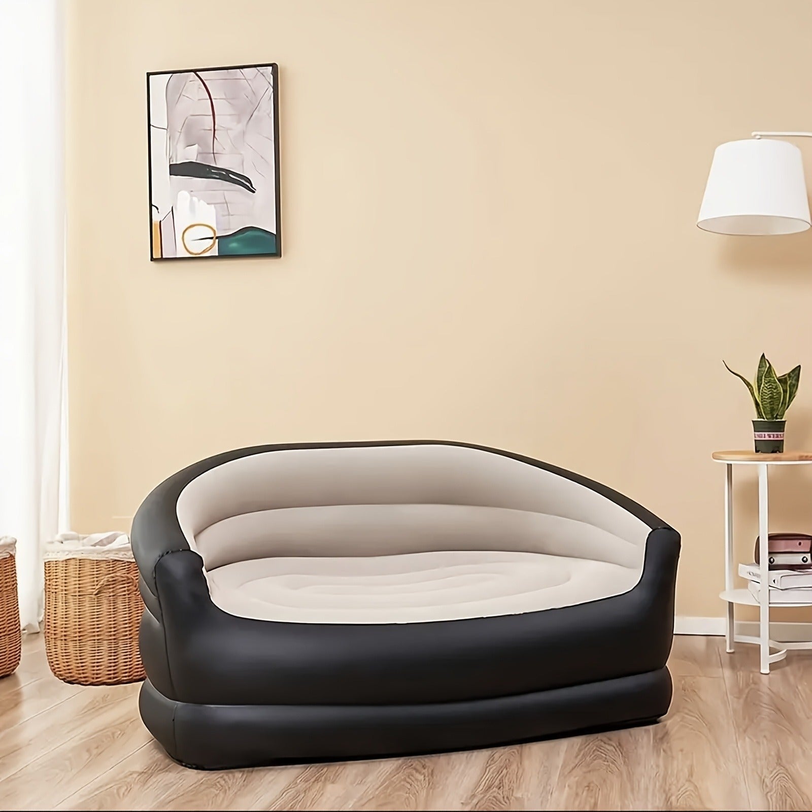 Inflatable Sofa Portable Air Cushion Bed – Lightweight Foldable Lazy Couch for Outdoor Camping, Hiking, Beach, Backyard & Indoor Home Use, Quick Inflate Lounger Chair, Single Person Air Sofa