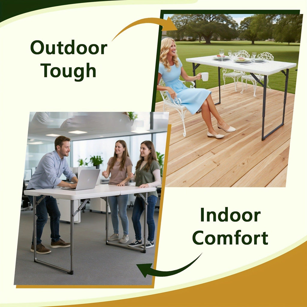Foldable Outdoor Dining and Utility Table 4ft 6ft Multi-Purpose Folding Desk for Camping Backyard Weddings Living Room Card Games Study Home Office