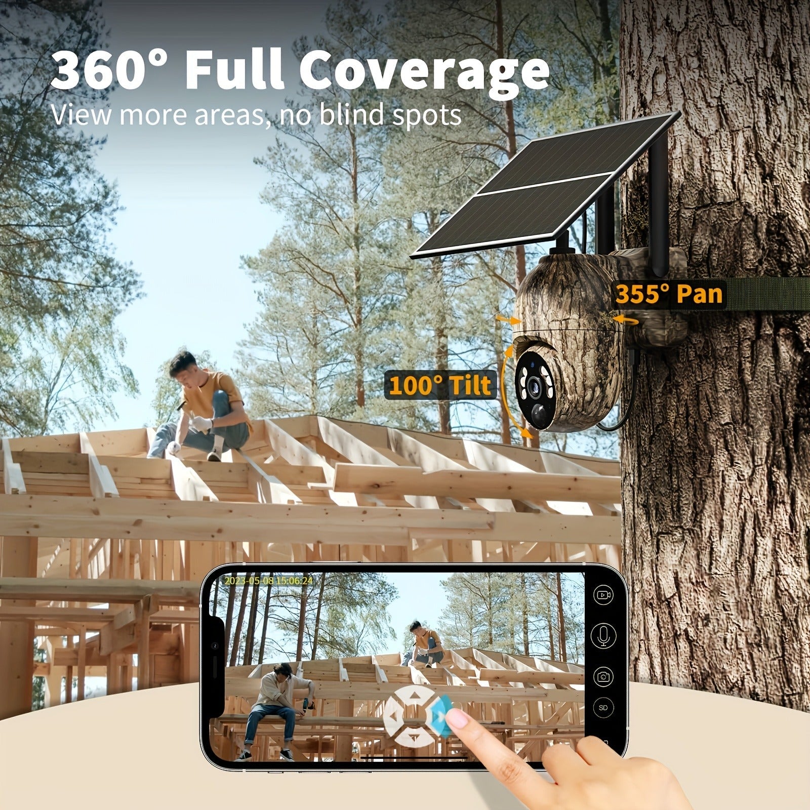 4G Cellular Game Camera Solar Powered - 2K Live View, 0.02s Motion Trigger, Night Vision, No WiFi Needed for Hunting & Wildlife