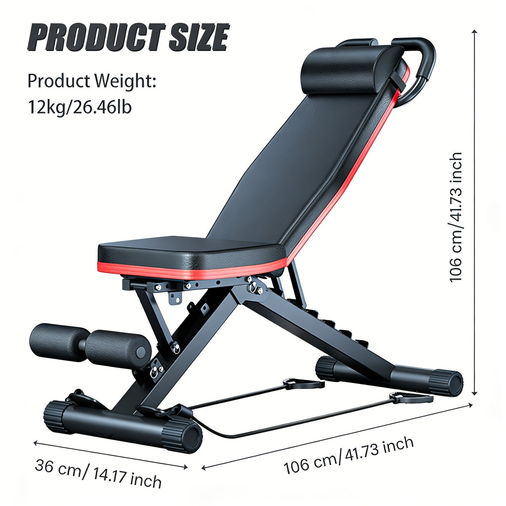 Adjustable Weight Bench – Foldable 14-in-1 Home Gym Dumbbell Bench, 1000 lbs Capacity, Roman Chair with Thick Cushion & Headrest