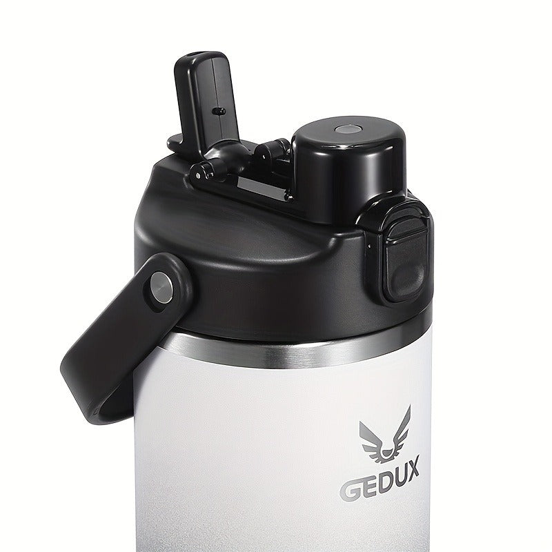 Vacuum Insulated Tumbler 32oz Stainless Steel with Handle Straw 2-in-1 Lid Chug Straw Lid Silicone Boot Matte Finish Keeps Drinks Cold Hot for Travel Gym Outdoor