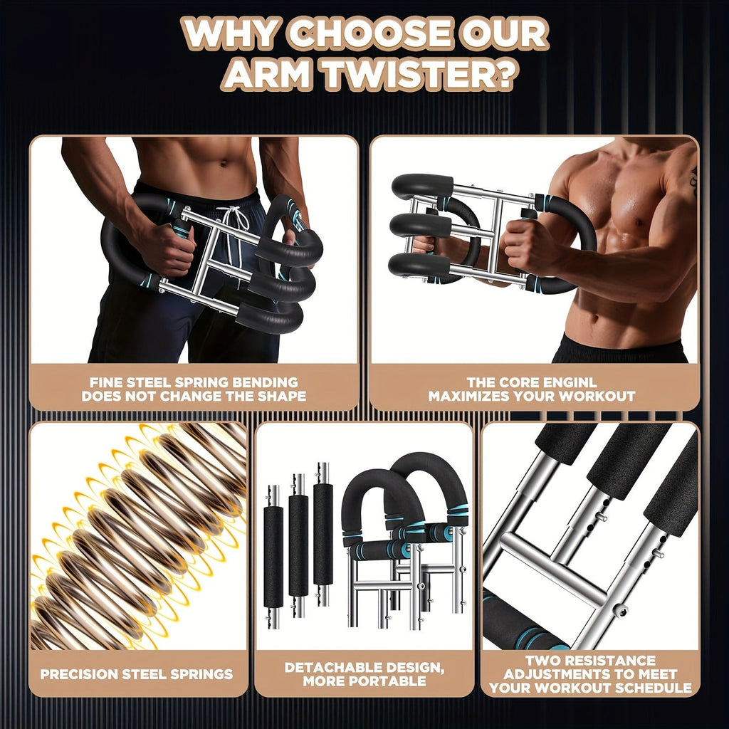 Arm Strength Trainer Three-Bar Chest Expander, Adjustable Multi-Level Resistance, Portable Detachable Forearm & Chest Workout Device for Home Gym, Strength Training & Muscle Building