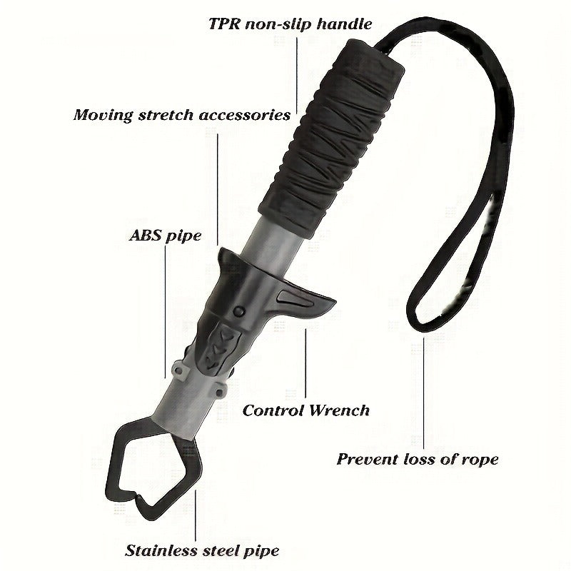 Fishing Pliers Fish Gripper Combo Set 2pcs Stainless Steel Hook Remover Line Cutter with TPR Non-Slip Handle Spring-Loaded Lock for Freshwater Saltwater Bass Trout Pike Catch and Release