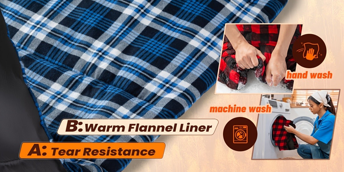 Heated Sleeping Bag Liner with 5 Heating Zones – Electric Sleeping Bag Mat, 3-Level USB Heat Control for Cold Weather Camping, Backpacking & Hiking | Blue & Red (Battery Not Included)