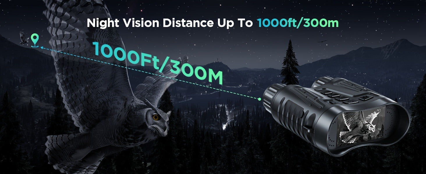 Night Vision Infrared Binoculars 4X Optical 8X Digital Zoom 3.2" LCD