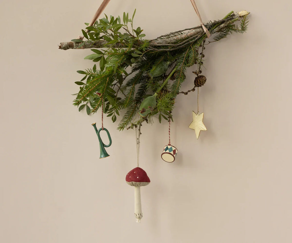 Maileg Metal Ornament - Trumpet, Dark Green