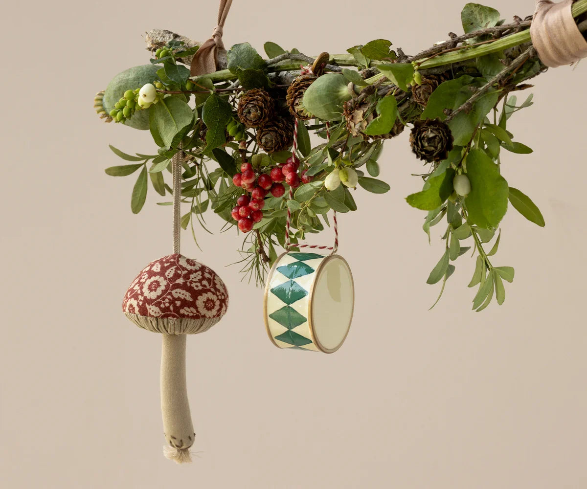 Maileg Metal Ornament - Large Drum, Dark Green