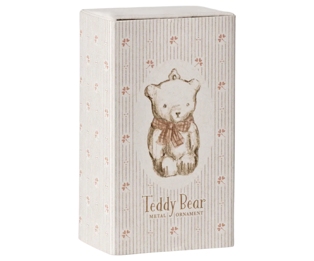 Maileg Metal Ornament - Teddy Bear, Off White/Rose